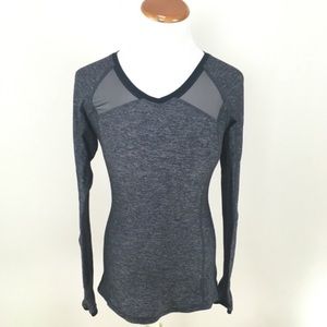 Lululemon Pace Pusher Long Sleeve Top Mesh Inset Heathered Black Women’s Sz‎ 4